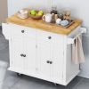 Kitchen Island Cart with Two Storage Cabinets and Two Locking Wheels; 43.31 Inch Width; 4 Door Cabinet and Two Drawers; Spice Rack; Towel Rack (White)