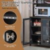 Tall Freestanding Buffet Hutch with Glass Holder and Adjustable Shelves