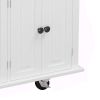 Kitchen Island Cart with Two Storage Cabinets and Two Locking Wheels; 43.31 Inch Width; 4 Door Cabinet and Two Drawers; Spice Rack; Towel Rack (White)