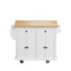 Kitchen Island Cart with Two Storage Cabinets and Two Locking Wheels; 43.31 Inch Width; 4 Door Cabinet and Two Drawers; Spice Rack; Towel Rack (White)