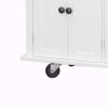 Kitchen Island Cart with Two Storage Cabinets and Two Locking Wheels; 43.31 Inch Width; 4 Door Cabinet and Two Drawers; Spice Rack; Towel Rack (White)