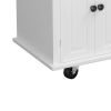 Kitchen Island Cart with Two Storage Cabinets and Two Locking Wheels; 43.31 Inch Width; 4 Door Cabinet and Two Drawers; Spice Rack; Towel Rack (White)