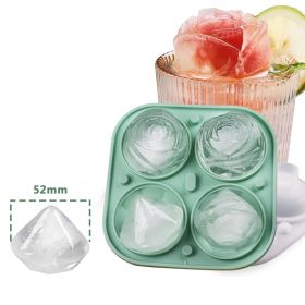 Ice Cube Tray;  2.5inch Ice Cube Molds;  2 Cavity Silicone Rose & 2 Diamond Ice Ball Maker (Color: green 1)