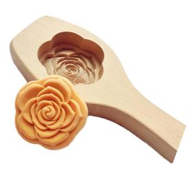 Wooden Moon Cake Mold DIY Pumpkin Pie Baking Mold Rice Cake Bread Mold 3D Pastry Mold 75g (Shape: Rose)