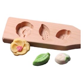 Wooden Moon Cake Mold Wagashi Snow Skin Mooncake Mold DIY Rice Cake Baking Mold (Shape: Camellia, size: 10-25g)