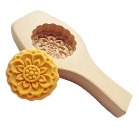 Wooden Moon Cake Mold DIY Pumpkin Pie Baking Mold Rice Cake Bread Mold 3D Pastry Mold 75g (Shape: Lotus)