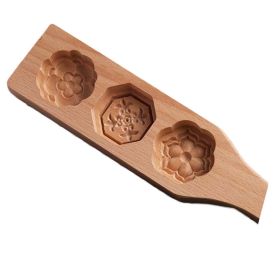 Wooden Moon Cake Mold DIY Rice Cake Baking Mold Wagashi Snow Skin Mooncake Mold (Shape: Lotus, size: 40g)