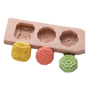 Wooden Moon Cake Mold DIY Rice Cake Baking Mold Wagashi Snow Skin Mooncake Mold (Shape: Rose, size: 40g)