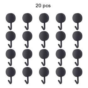 20pcs Self Adhesive Wall Hook Kitchen Bathroom Hook Strong Without Drilling Non-Marking Hook Door Towel Hanger Cute Hook Storage (Color: 20pcs Black)