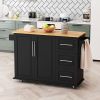 Kitchen Island Cart with 2 Door Cabinet and Three Drawers,43.31 Inch Width with Spice Rack,Towel Rack