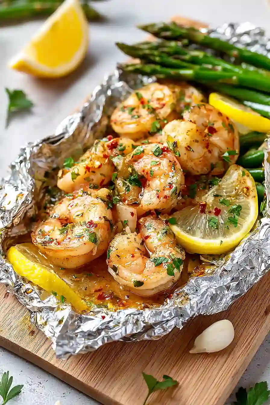 garlic butter shrimp foil packet