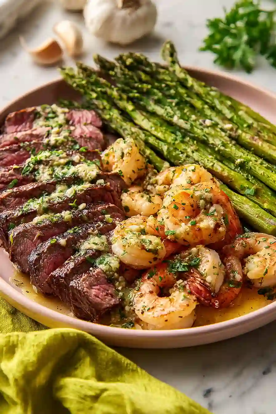 garlic butter shrimp and steak
