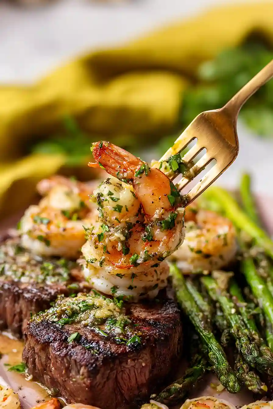 garlic butter shrimp and steak
