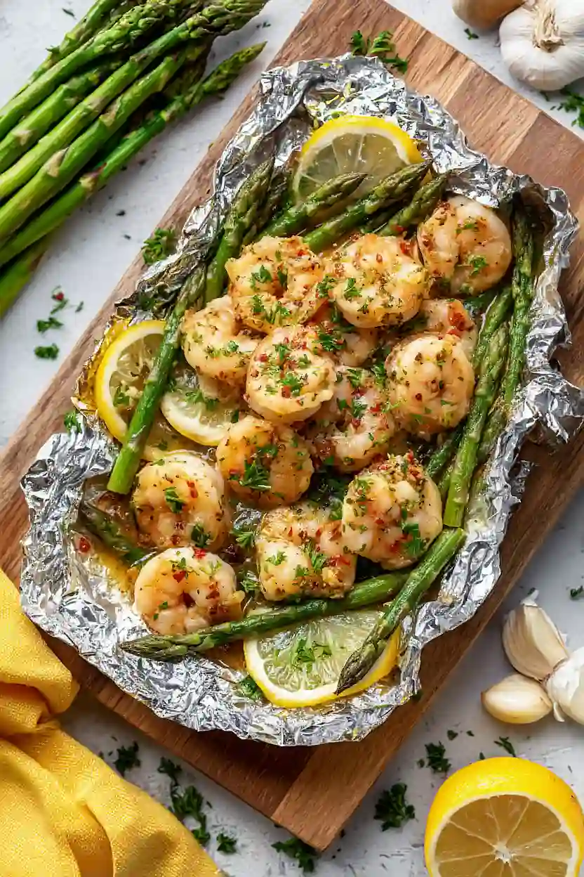 garlic butter shrimp foil packet