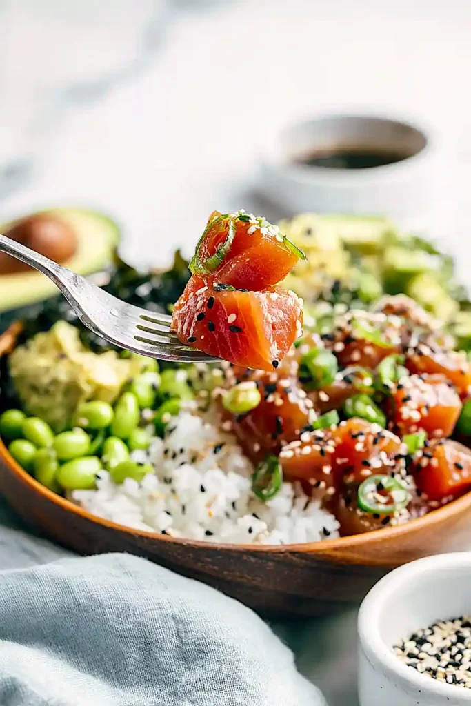 tuna poke bowl with edamame
